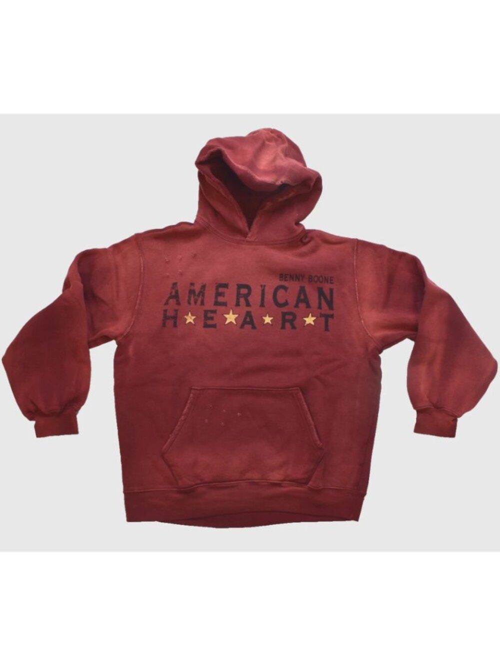Benson Boone Adult American Heart Tour Star Red Distressed Hoodie New Medium